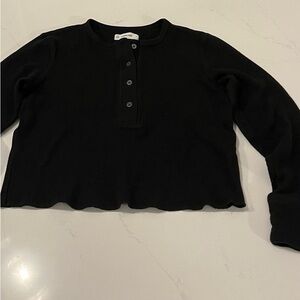 Black Long Sleeve Button-Up Blouse